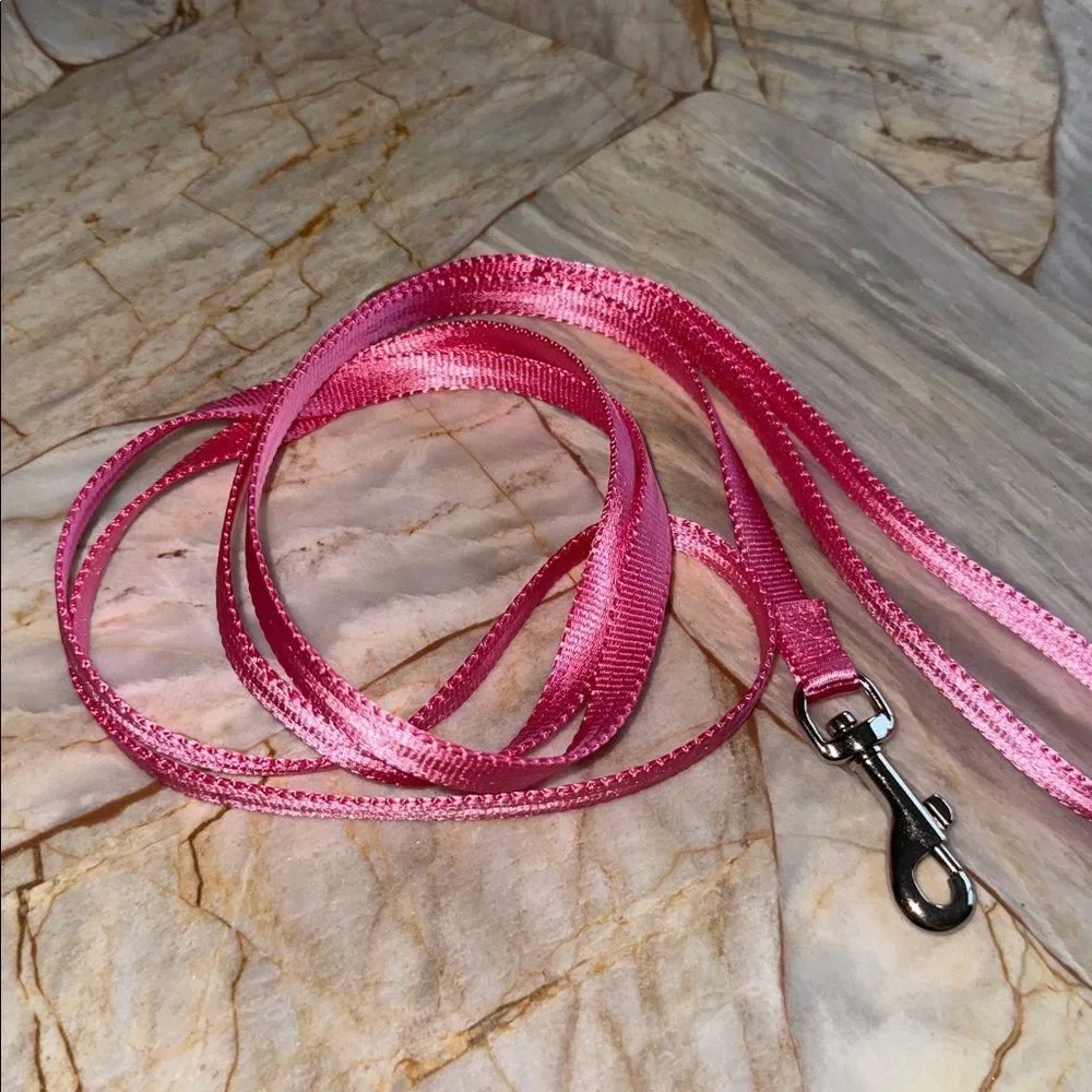 Pink Nylon Pet Leash Chrome Swivel Snap Hook Dog Cat Lead Small Medium